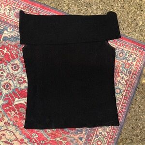 aritzia babaton sculpt knit off shoulder black hip length top xl